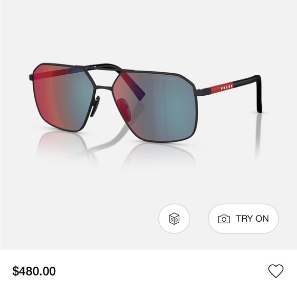 Prada Men's Red and Black Sunglasses